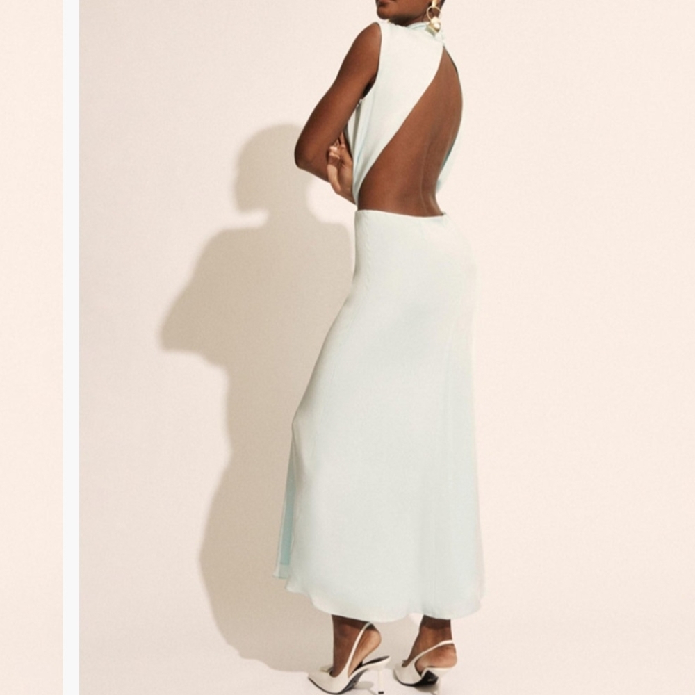 Bardot Open-Back Maxi Dress in Pale Mint